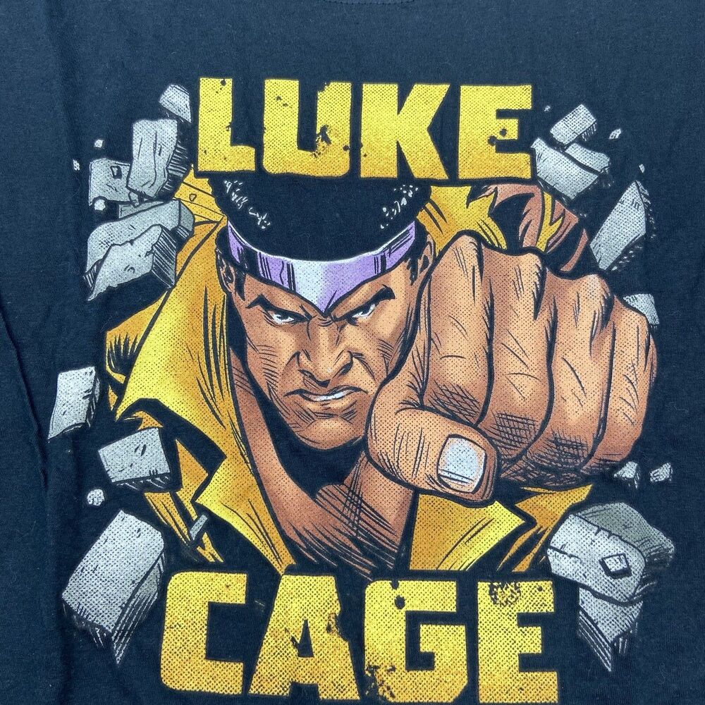 Marvel Comics Luke Cage Men's Black shirt Size Small Break The Wall